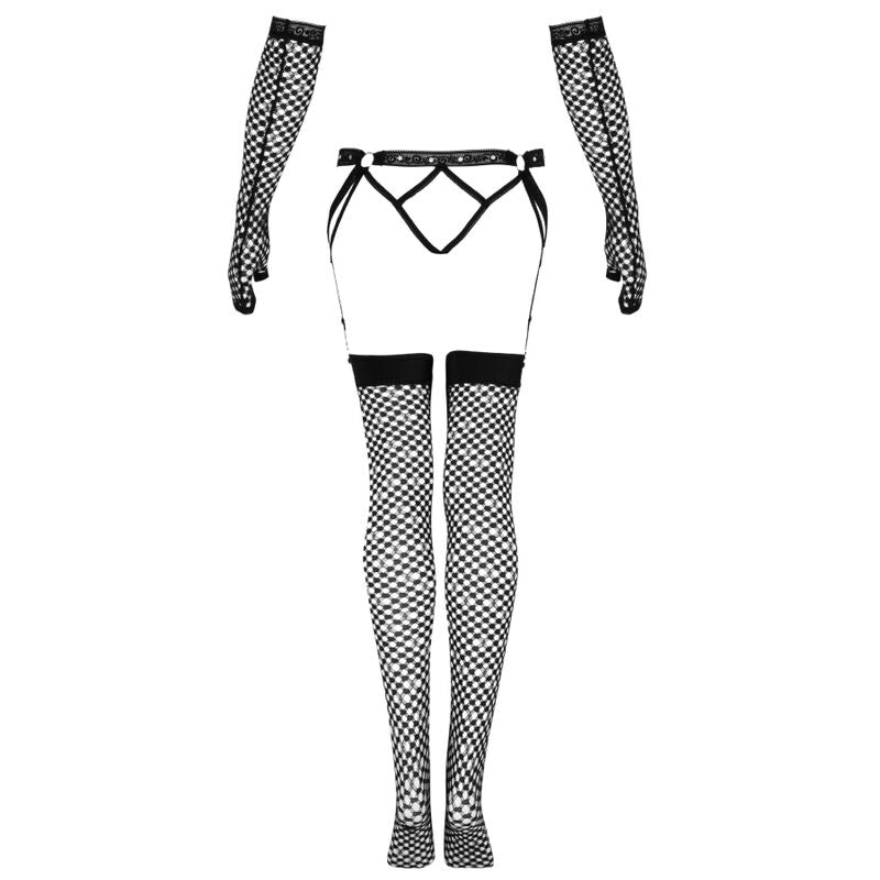 Set Reggicalze Calze e Guanti Livco Corsetti Nemalia — Nero