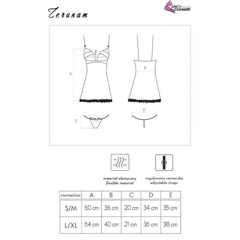 Babydoll in Rete con Perizoma Livco Corsetti Zerunam — Nero