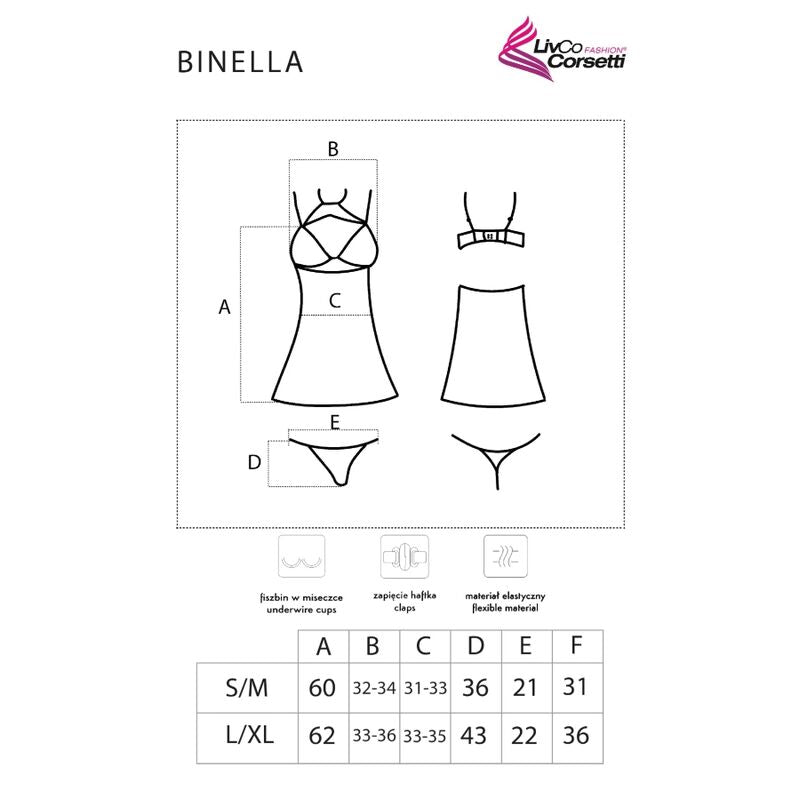 Babydoll con Perizoma Livco Corsetti Binella — Nero