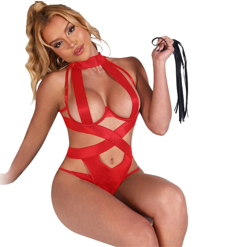 Body Erotico con Imbracatura Subblime — Rosso, L/XL
