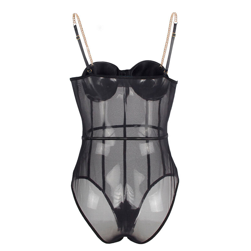 Body Erotico con Bretelle a Catena Subblime — Nero, S/M