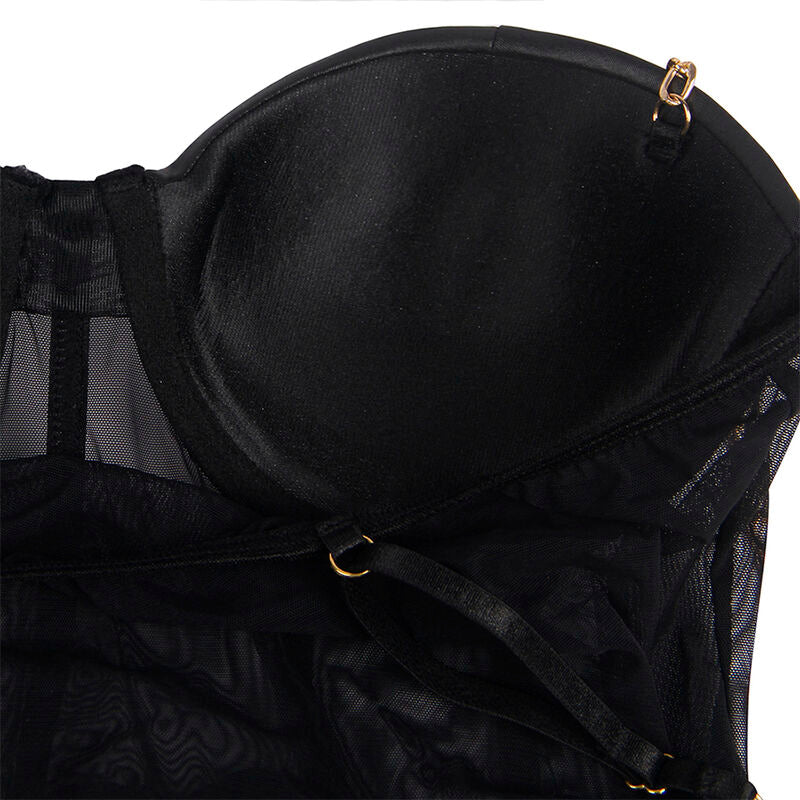 Body Erotico con Bretelle a Catena Subblime — Nero, S/M