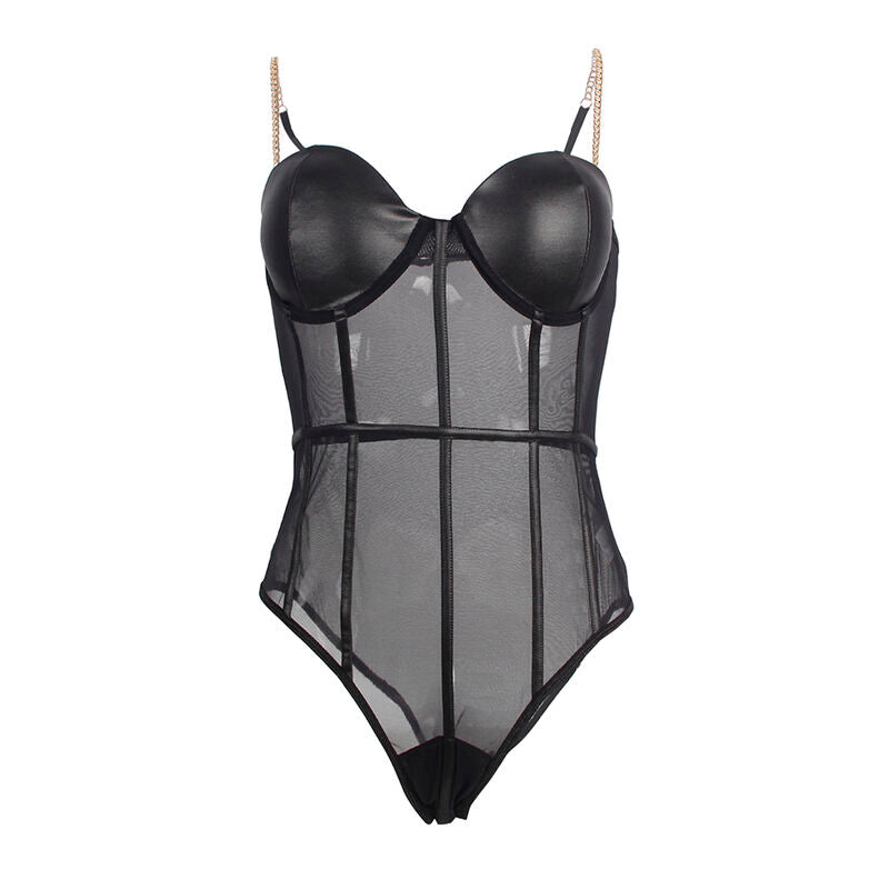 Body Erotico con Bretelle a Catena Subblime — Nero, S/M