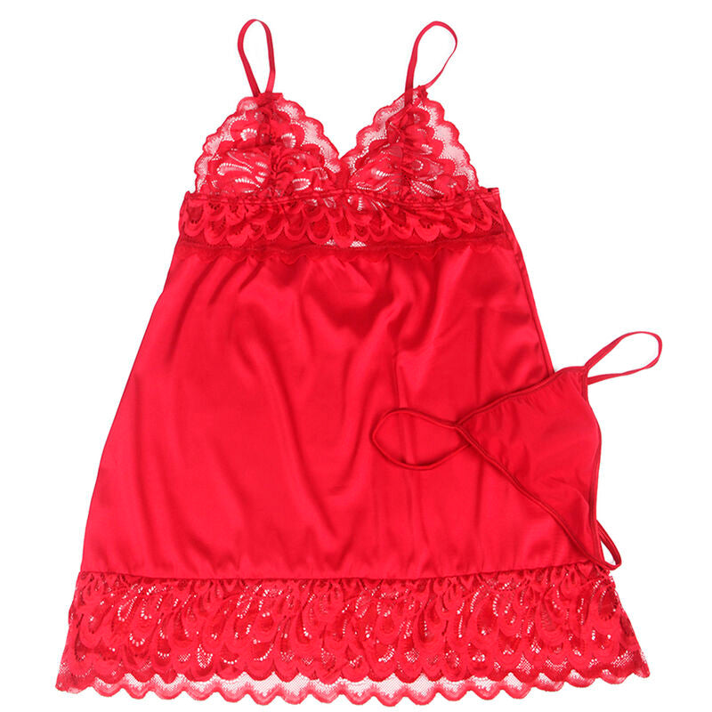 Babydoll in Pizzo Floreale Subblime — Raso, Rosso S/M