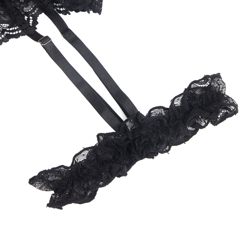 Body Erotico con Giarrettiera Subblime — Pizzo, Nero S/M