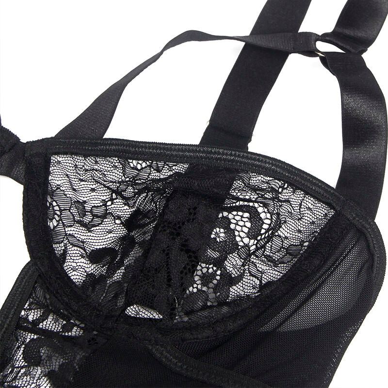 Body Erotico con Giarrettiera Subblime — Pizzo, Nero S/M