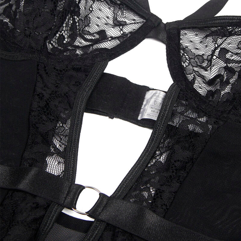 Body Erotico con Giarrettiera Subblime — Pizzo, Nero S/M