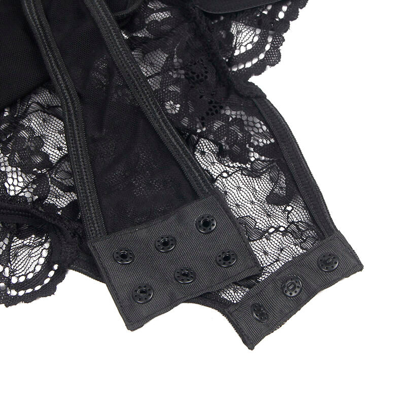 Body Erotico con Giarrettiera Subblime — Pizzo, Nero L/XL