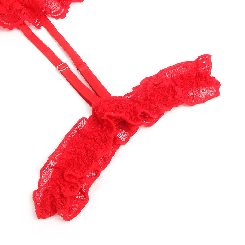 Body Erotico con Giarrettiera in Pizzo Subblime — Rosso S/M