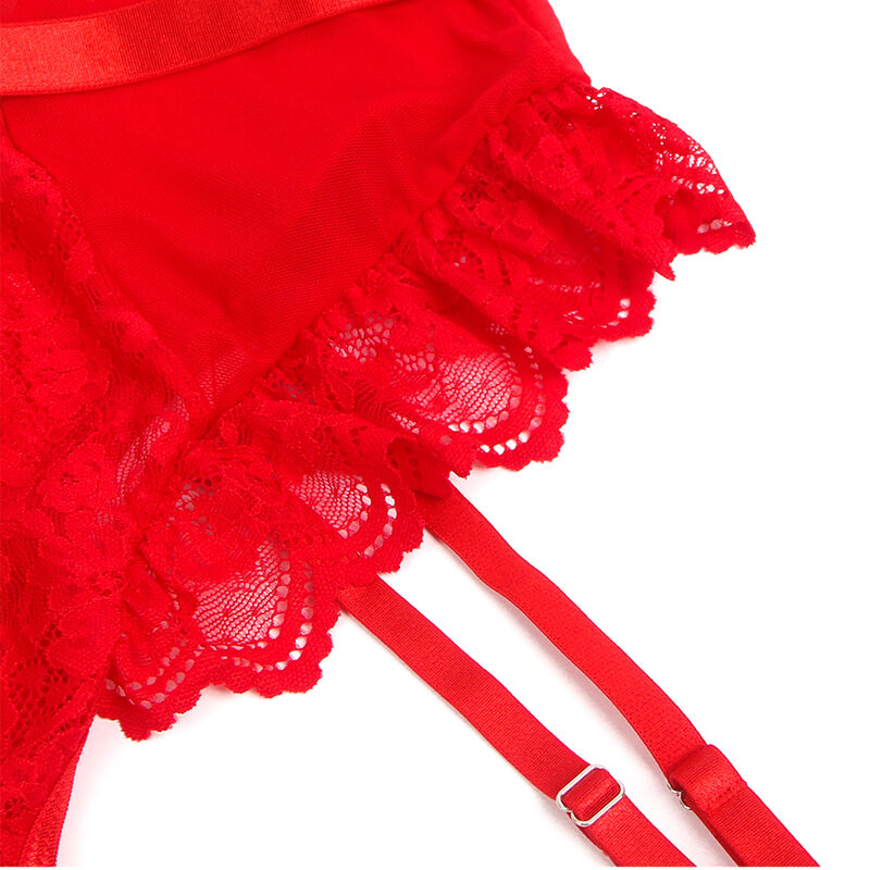 Body Erotico con Giarrettiera in Pizzo Subblime — Rosso S/M