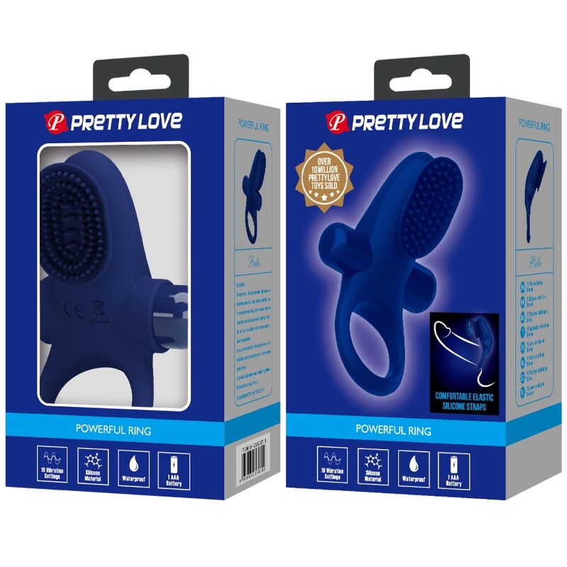 Anello Fallico Vibrante Pretty Love — Silicone, Blu