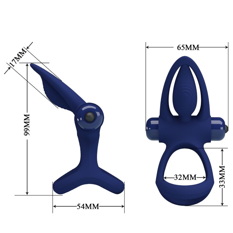 Anello Fallico Vibrante con Stimolatore Pretty Love Mat — Blu