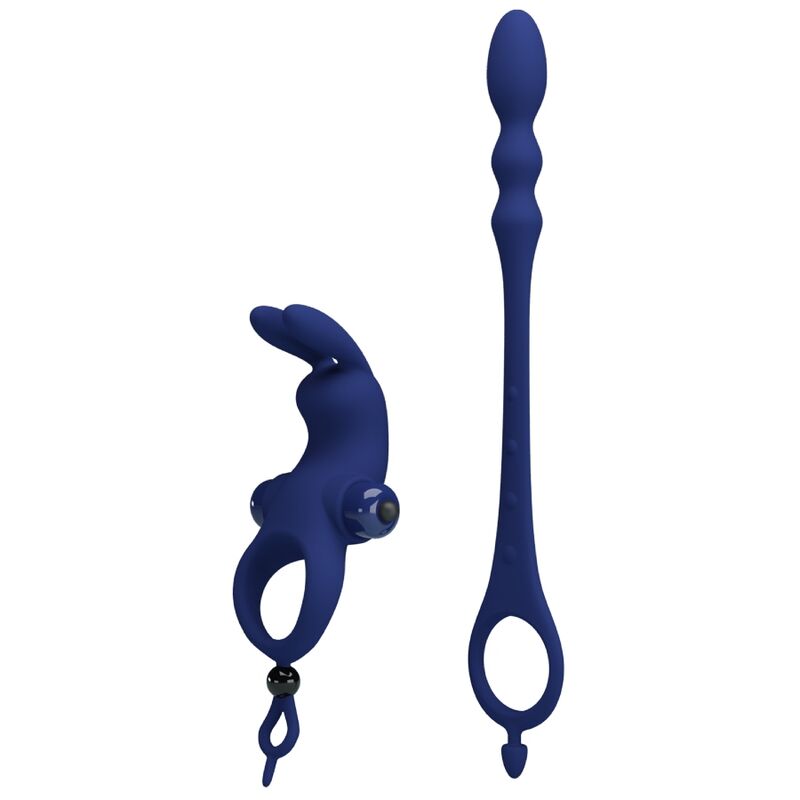 Anello Fallico con Plug Anale Vibrante Pretty Love Ayad — Blu