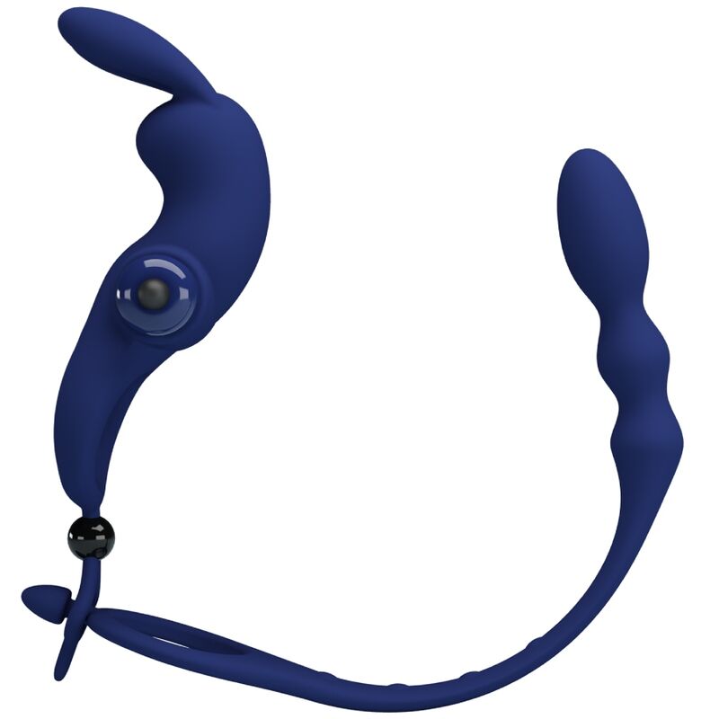 Anello Fallico con Plug Anale Vibrante Pretty Love Ayad — Blu