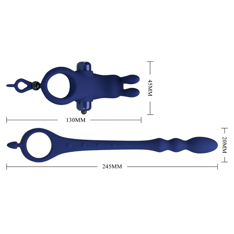 Anello Fallico con Plug Anale Vibrante Pretty Love Ayad — Blu