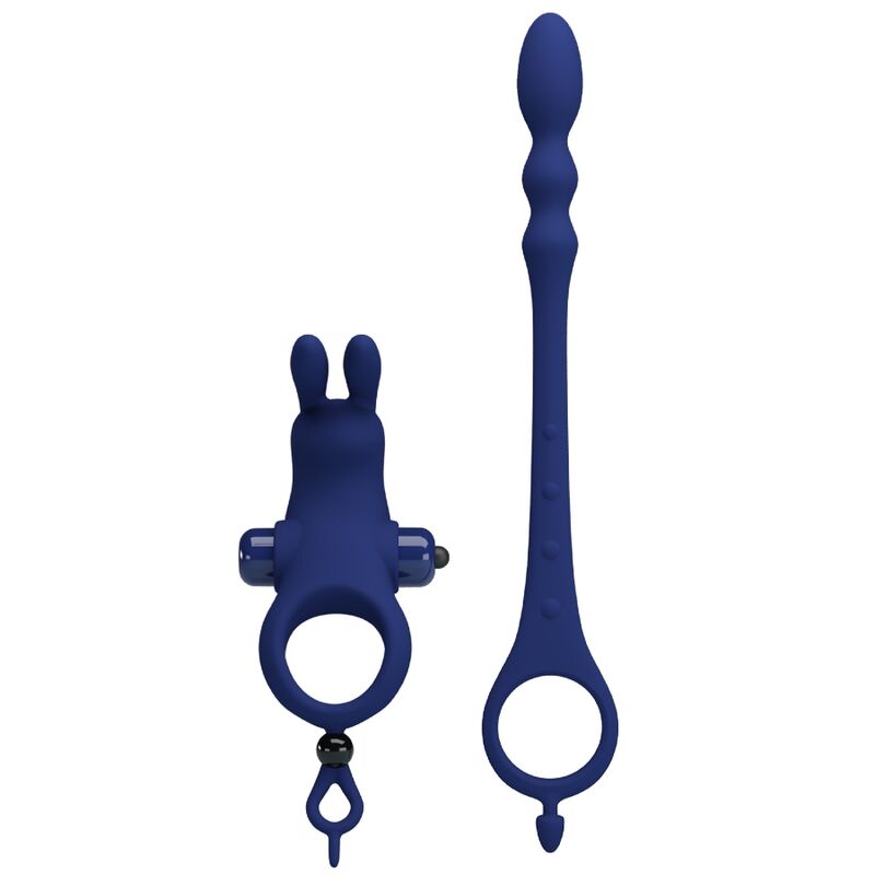 Anello Fallico con Plug Anale Vibrante Pretty Love Ayad — Blu