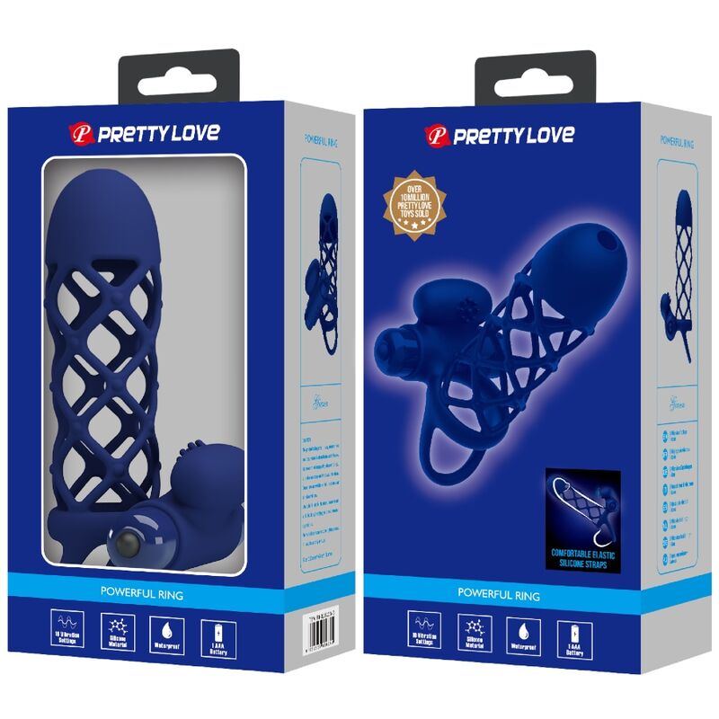 Anello Fallico Vibrante con Guaina Pretty Love Giann — Blu