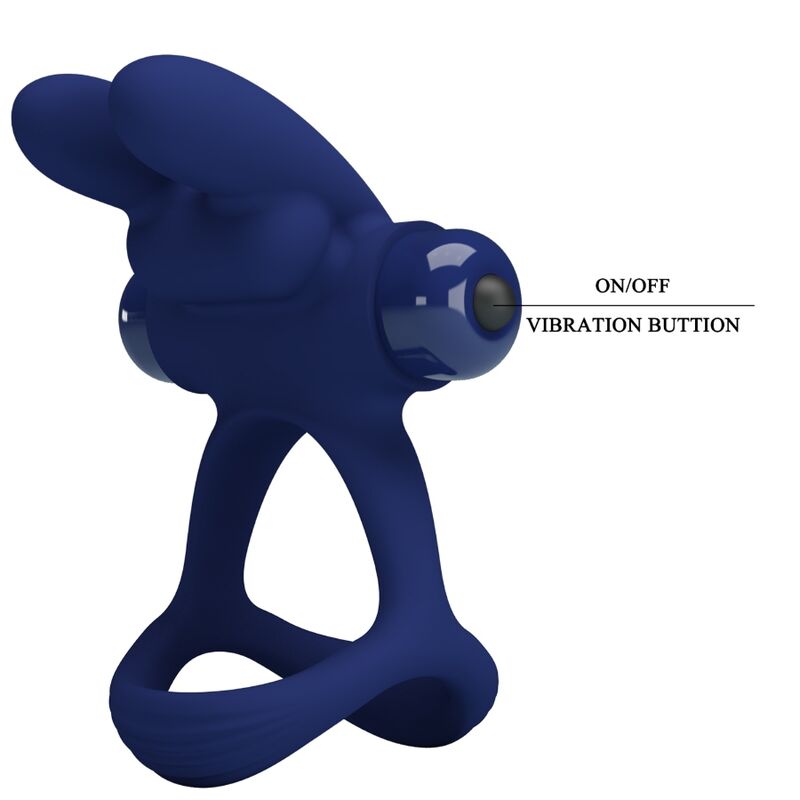 Anello Fallico Vibrante Doppio Pretty Love Francisco — Blu
