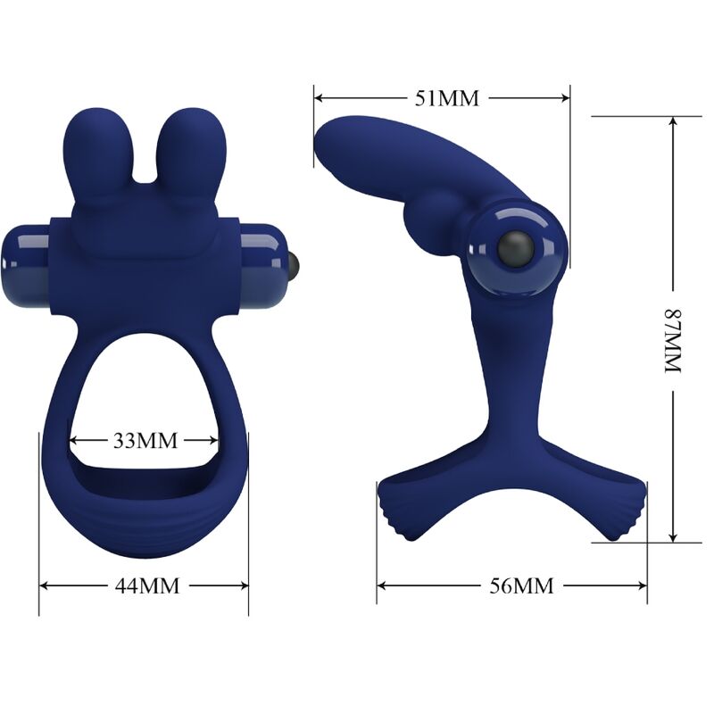 Anello Fallico Vibrante Doppio Pretty Love Francisco — Blu