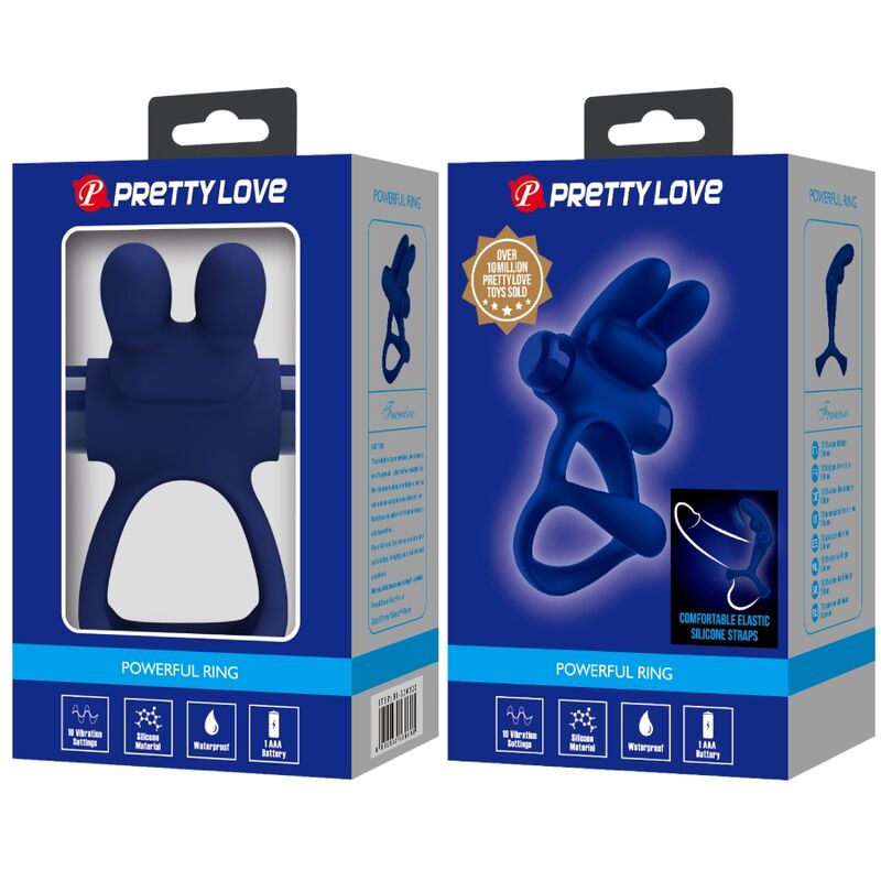 Anello Fallico Vibrante Doppio Pretty Love Francisco — Blu