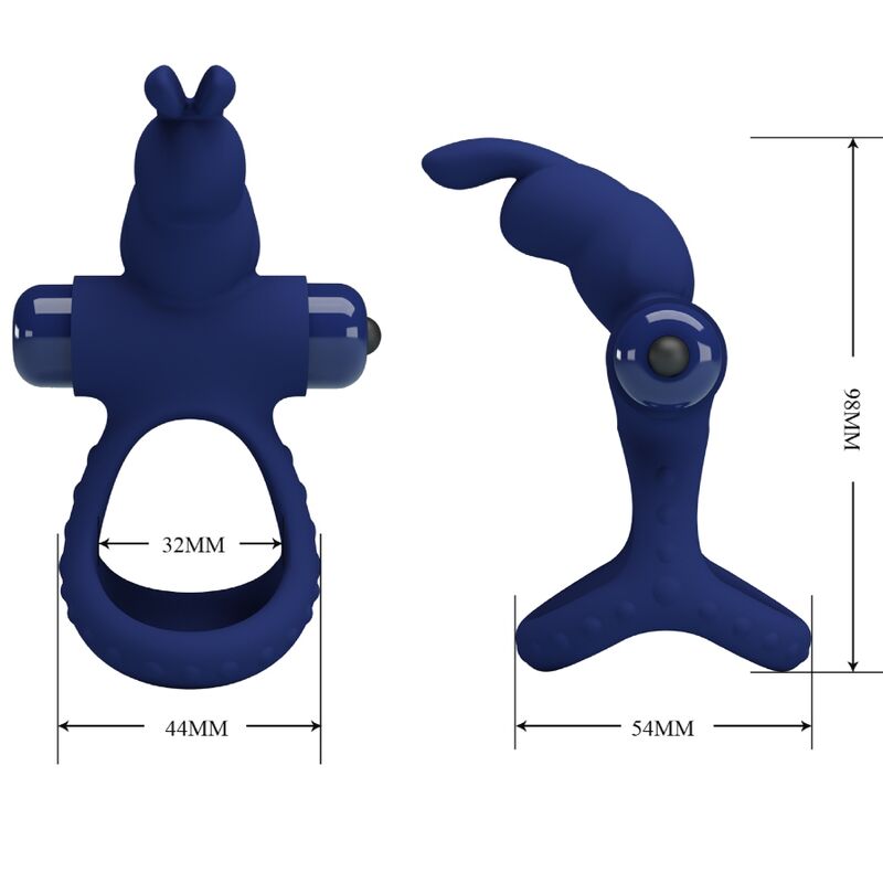Anello Fallico Vibrante Pretty Love Luchito — Doppio, Blu
