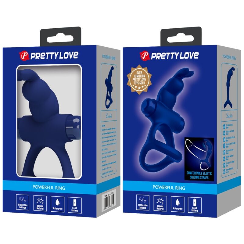 Anello Fallico Vibrante Pretty Love Luchito — Doppio, Blu