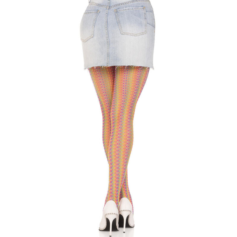 Collant a Rete All'uncinetto Leg Avenue — Multicolore Arcobaleno