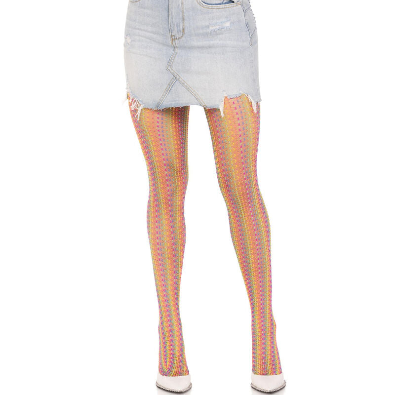 Collant a Rete All'uncinetto Leg Avenue — Multicolore Arcobaleno