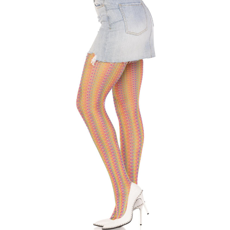 Collant a Rete All'uncinetto Leg Avenue — Multicolore Arcobaleno