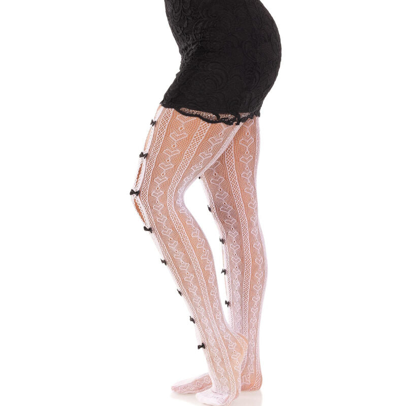 Calze a Rete con Cuori e Fiocchi Leg Avenue Sweetheart Net