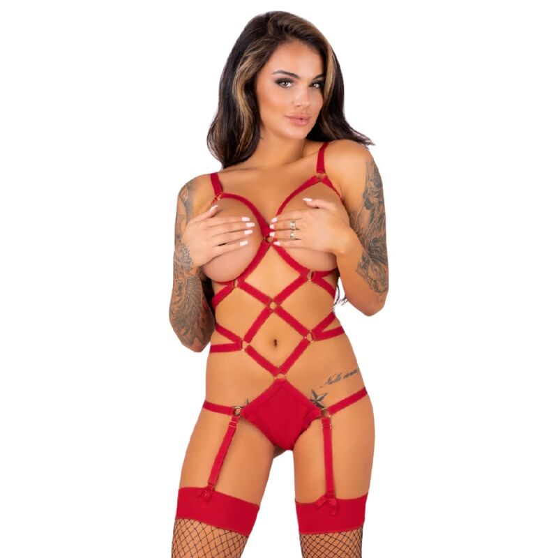 Body Erotico con Calze Livco Corsetti Thiara — Rosso S/M