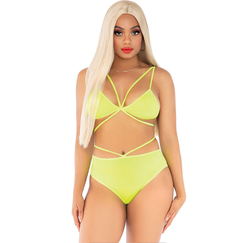 Lingerie Sexy Set Reggiseno e Slip Leg Avenue — Giallo