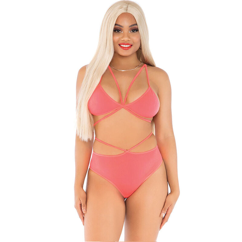 Lingerie Sexy Set Reggiseno e Slip Leg Avenue — Corallo