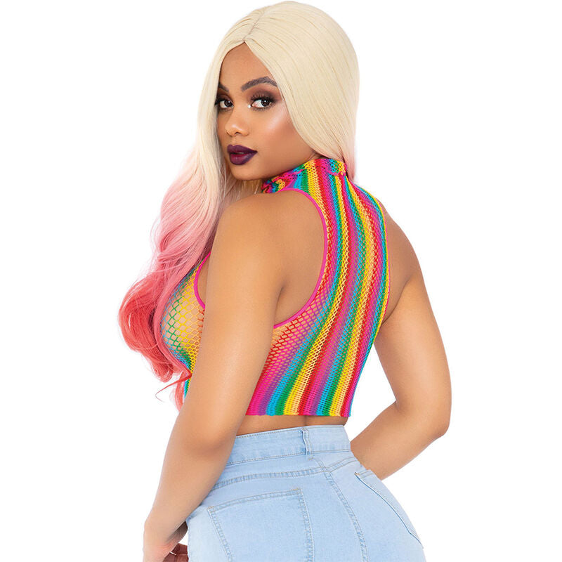 Top Rete Multicolore Leg Avenue Rainbow Net — Festival