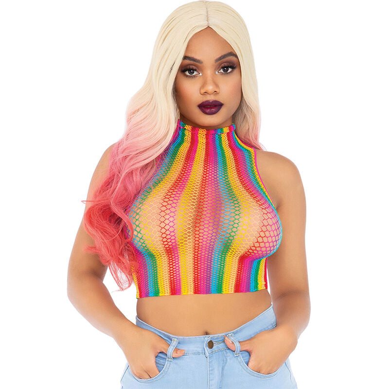 Top Rete Multicolore Leg Avenue Rainbow Net — Festival