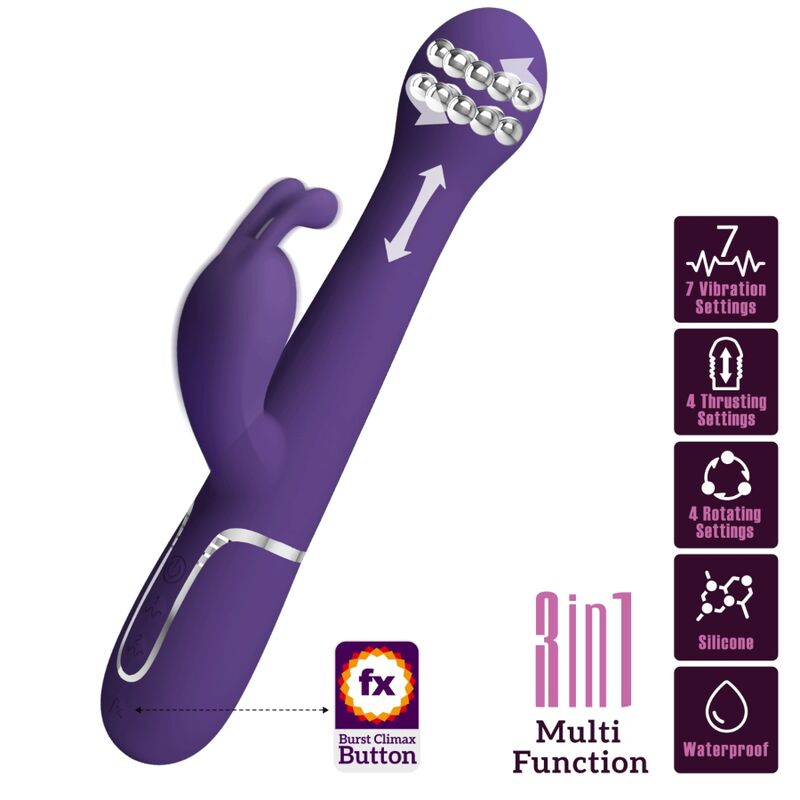 Vibratore Rabbit Pretty Love Dejon — 3 in 1, Viola