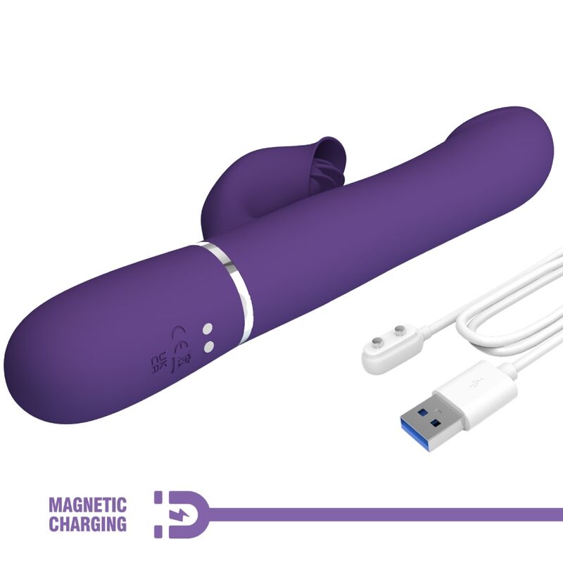 Vibratore Rabbit con Perle Pretty Love Zalin — 4 in 1, Viola