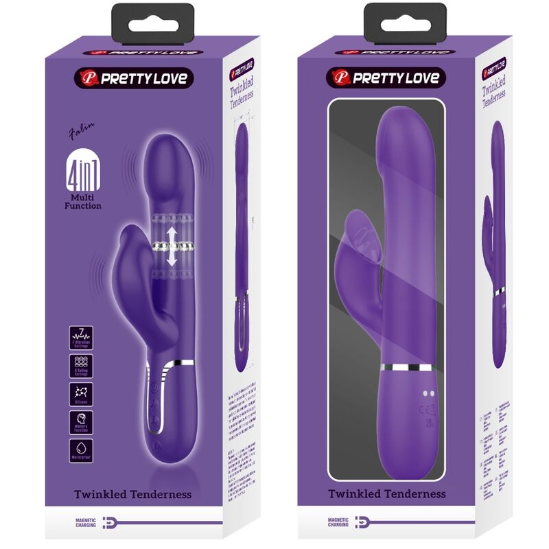 Vibratore Rabbit con Perle Pretty Love Zalin — 4 in 1, Viola