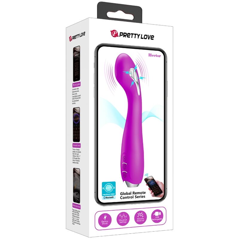 Vibratore Elettrostimolazione APP Pretty Love Hector — Viola