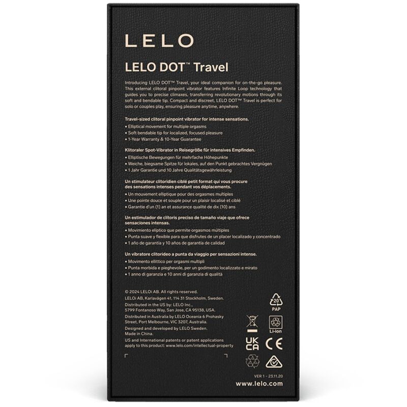 Stimolatore Clitoride Lelo Dot Travel — 8 Modalità, Rosa