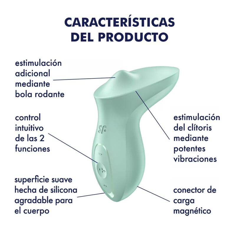 Vibratore Clitoride Satisfyer Exciterrr — Sfera Rotante, Menta