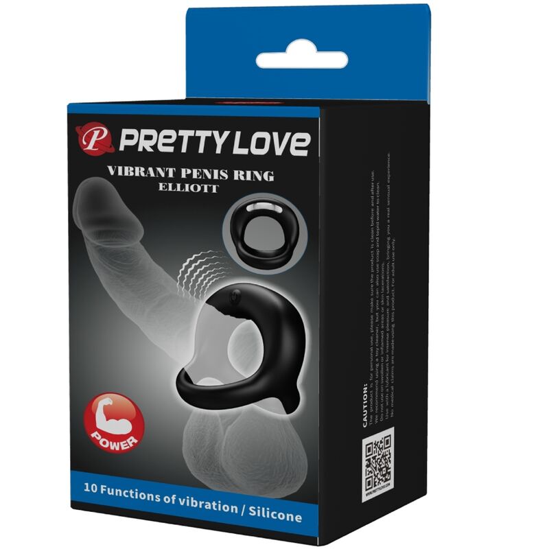 Anello Fallico Vibrante Pretty Love Elliott — Silicone Nero