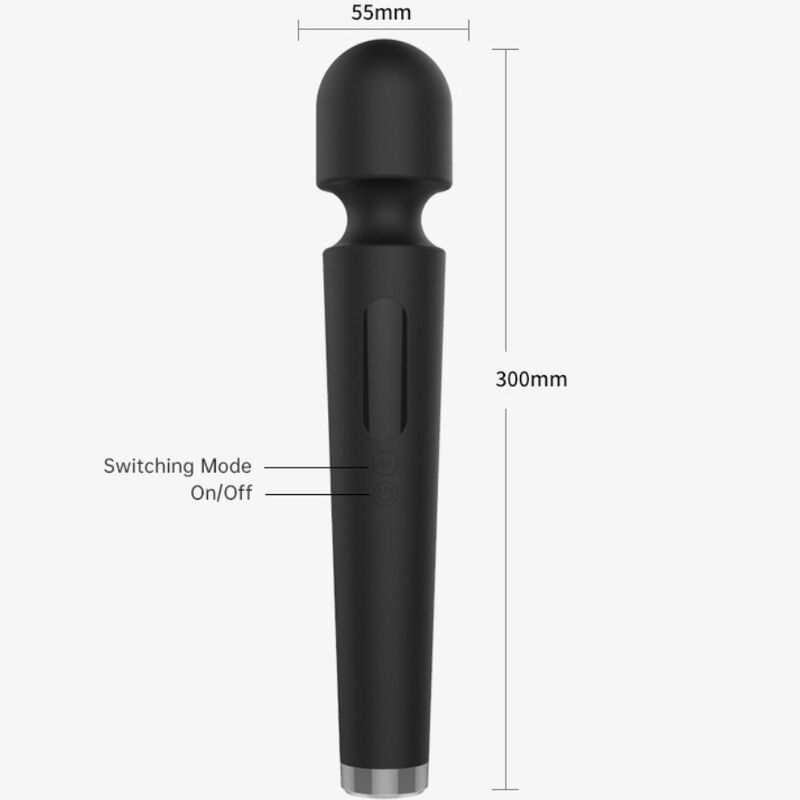 Vibratore Wand Armony X Power Large — 7 Vibrazioni, Nero