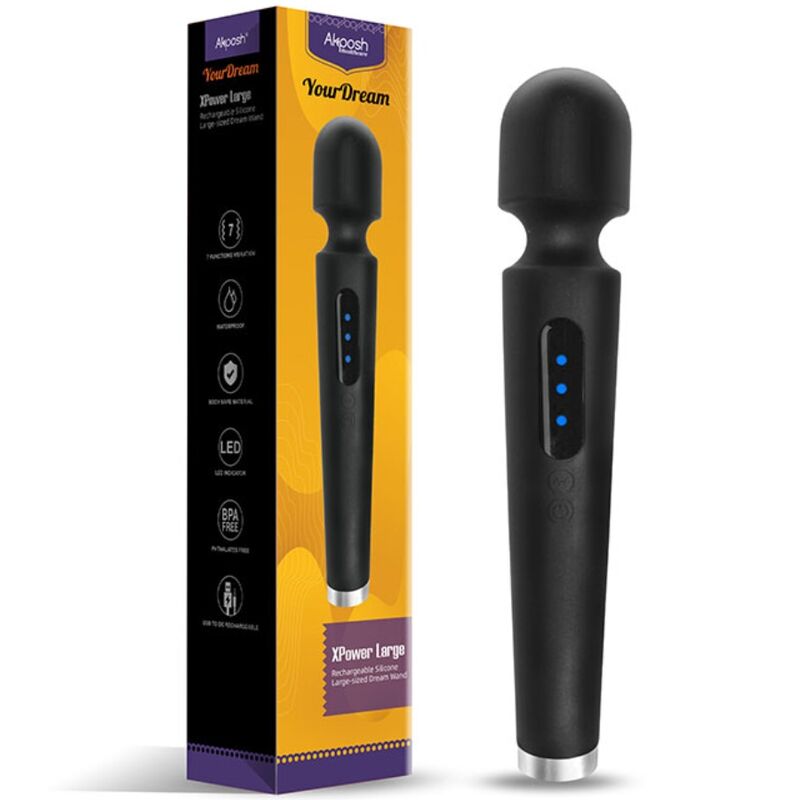 Vibratore Wand Armony X Power Large — 7 Vibrazioni, Nero