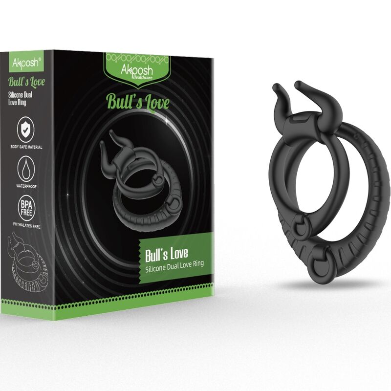 Anello Fallico Vibrante Armony Bull's Pasion — Silicone, Nero