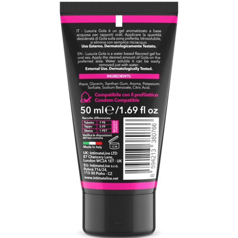Gel per Sesso Orale Intimateline Luxuria Gola — Ciliegia 50 ml