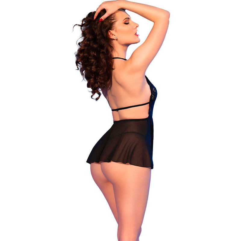 Babydoll con Perizoma in Pizzo Chilirose CR 4720 — Nero, S