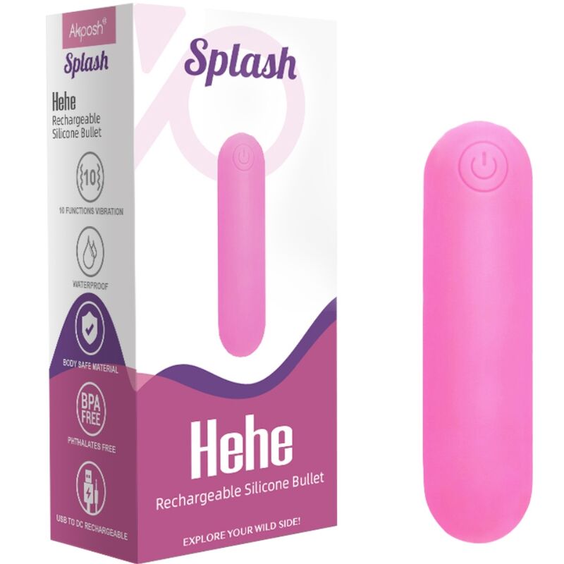 Vibratore Bullet Armony Splash Hehe — Silicone, 10 Modalità, Rosa