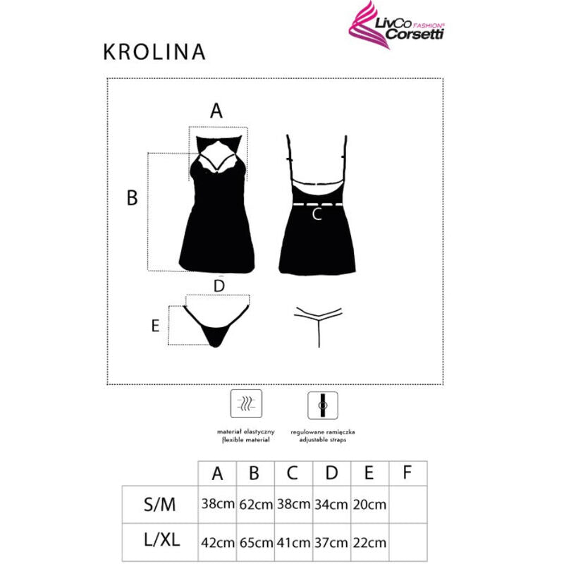 Chemise e Perizoma in Pizzo Livco Corsetti Krolina — L/XL Nero