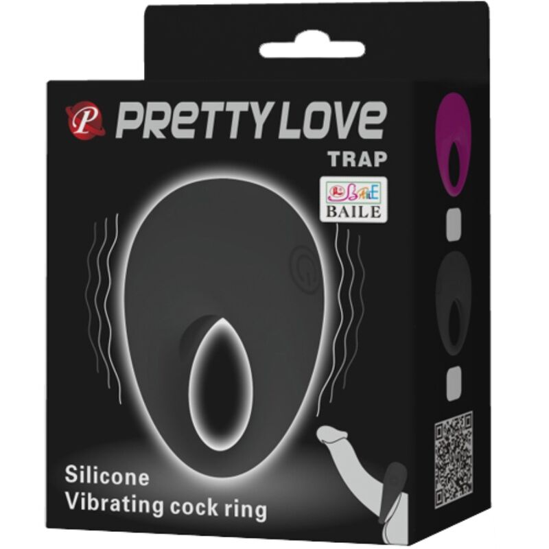 Anello Fallico Vibrante Pretty Love Trap — Silicone, Nero